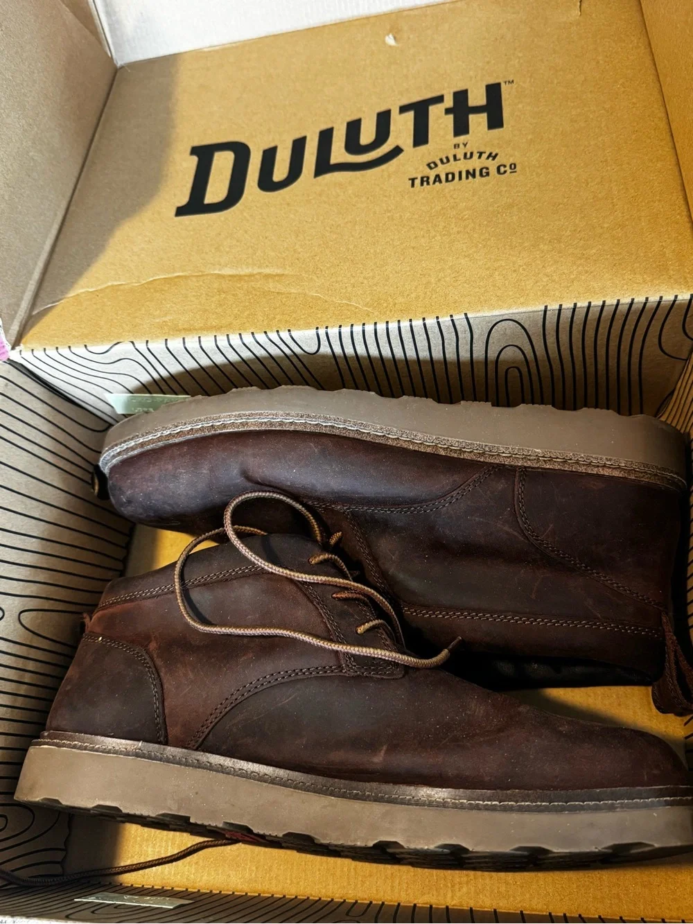 Duluth Trading Men's Brown Leather Chukka Boots Lace-Up Ankle Round Toe 13 M